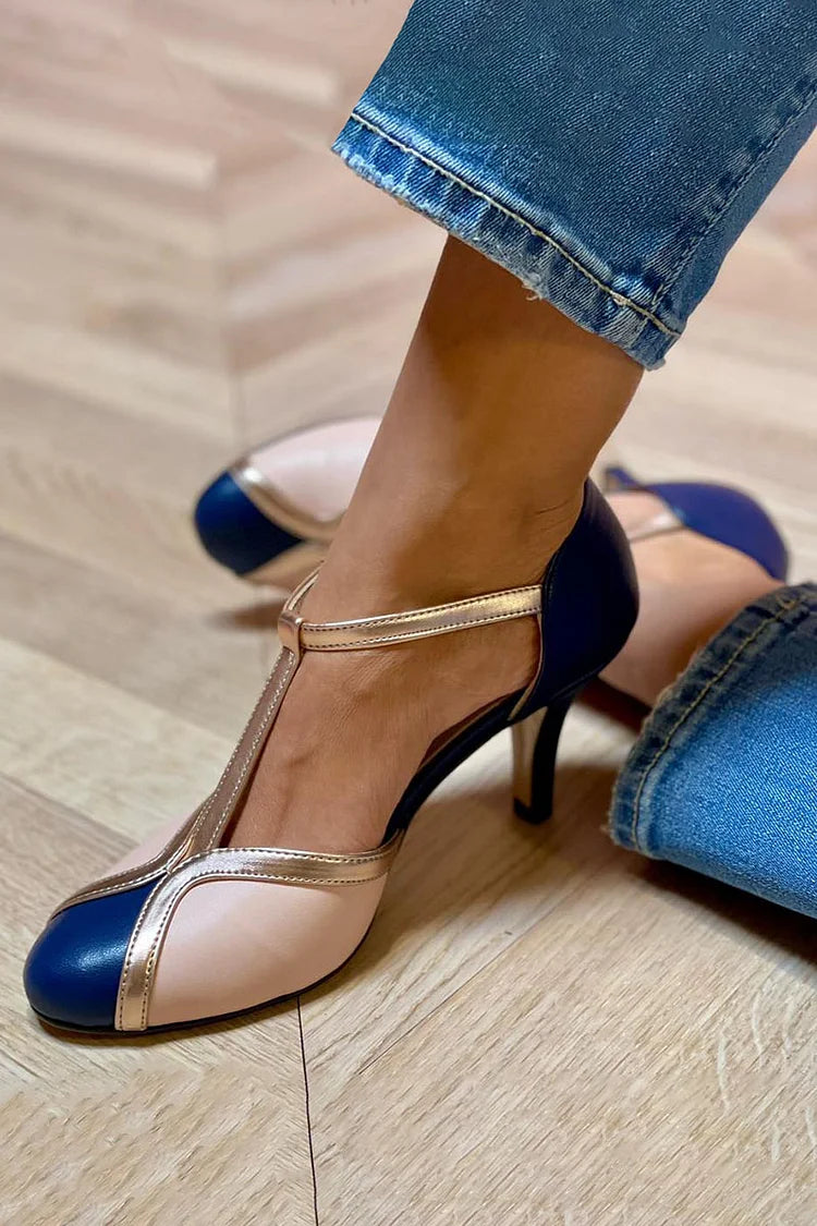FELICIA | STILETTO HEELS WITH ROUND TOE AND T-STRAP
