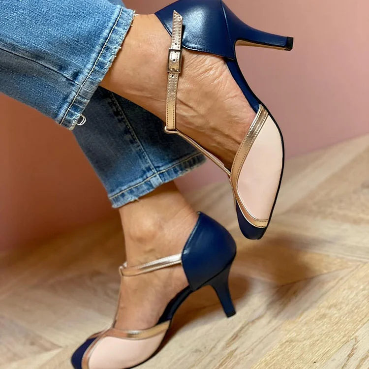 FELICIA | STILETTO HEELS WITH ROUND TOE AND T-STRAP