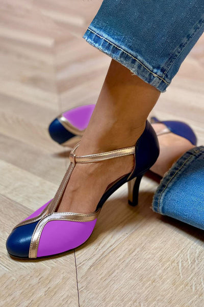 FELICIA | STILETTO HEELS WITH ROUND TOE AND T-STRAP